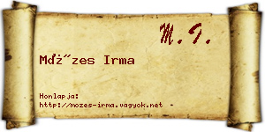 Mózes Irma névjegykártya