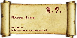 Mózes Irma névjegykártya